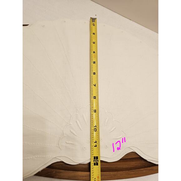 Irish Linen 8 Placemats & 8 Napkins Boutross Madeira Shell Set Hand Embroidery - Picture 12 of 14